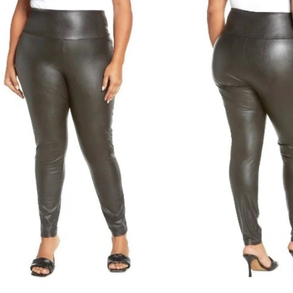 7 For All Mankind Grey  Vegan Leather Leggings